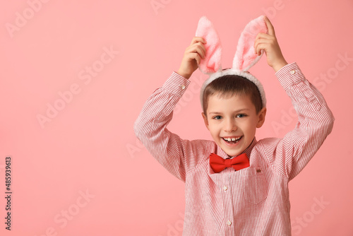 Funny little boy with bunny...