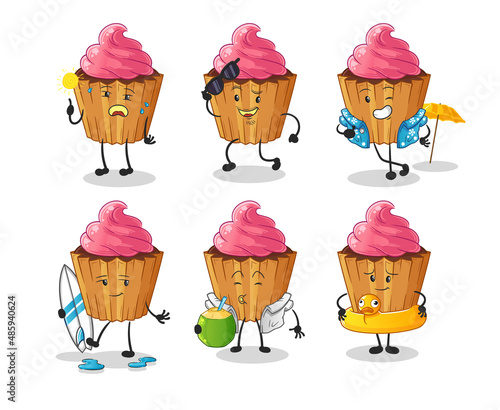 cupcake holiday character. cartoon mascot vector