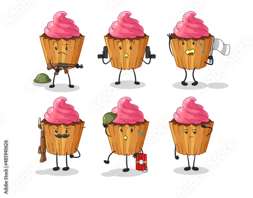cupcake troops character. cartoon mascot vector