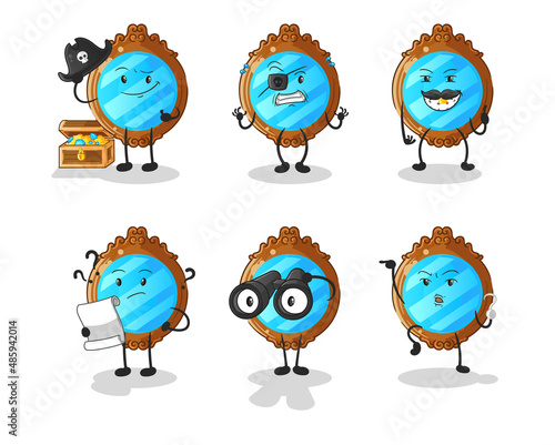 mirror Pirate group character. cartoon mascot vector