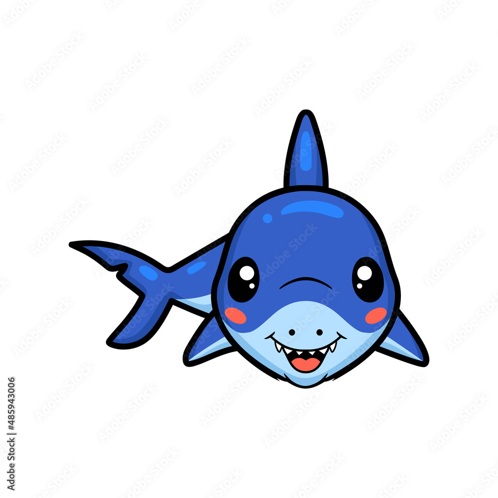 Cute little shark cartoon swimming Cute little shark cartoon swimming