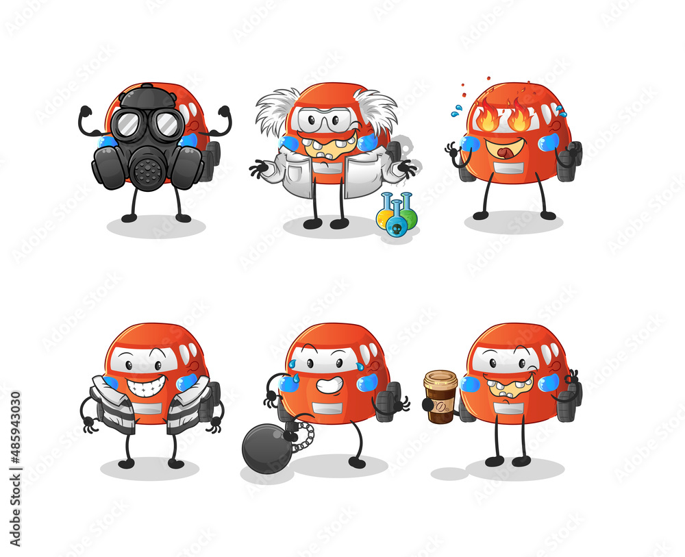 car villain group character. cartoon mascot vector