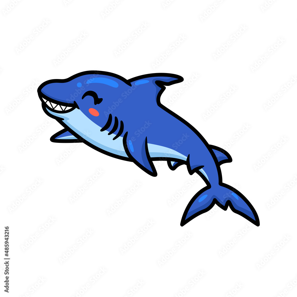 Fototapeta premium Cute little shark cartoon swimming