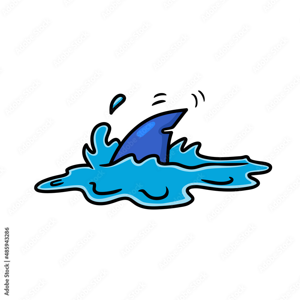 Cute shark fin cartoon in water Cute shark fin cartoon in water