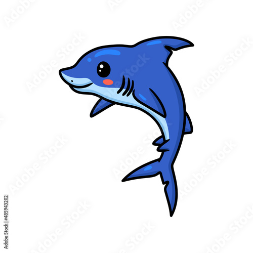 Cute little shark cartoon swimming