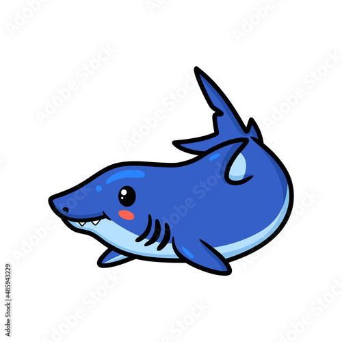 Cute little shark cartoon swimming