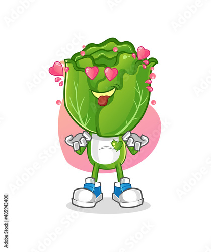 cabbage head cartoon fallin love vector. cartoon character