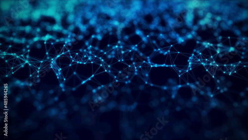 Abstract background with connecting dots and lines. 3d rendering.Connection structure. Science polygonal background.