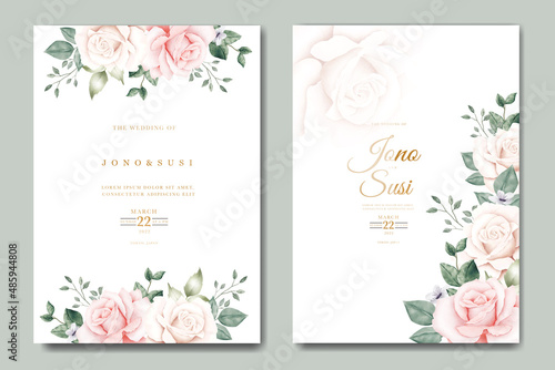 wedding invitation card with floral watercolor