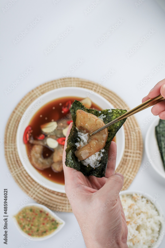 Pickled shrimp Korean Soy Sauce Marinated Korean Food Style Served