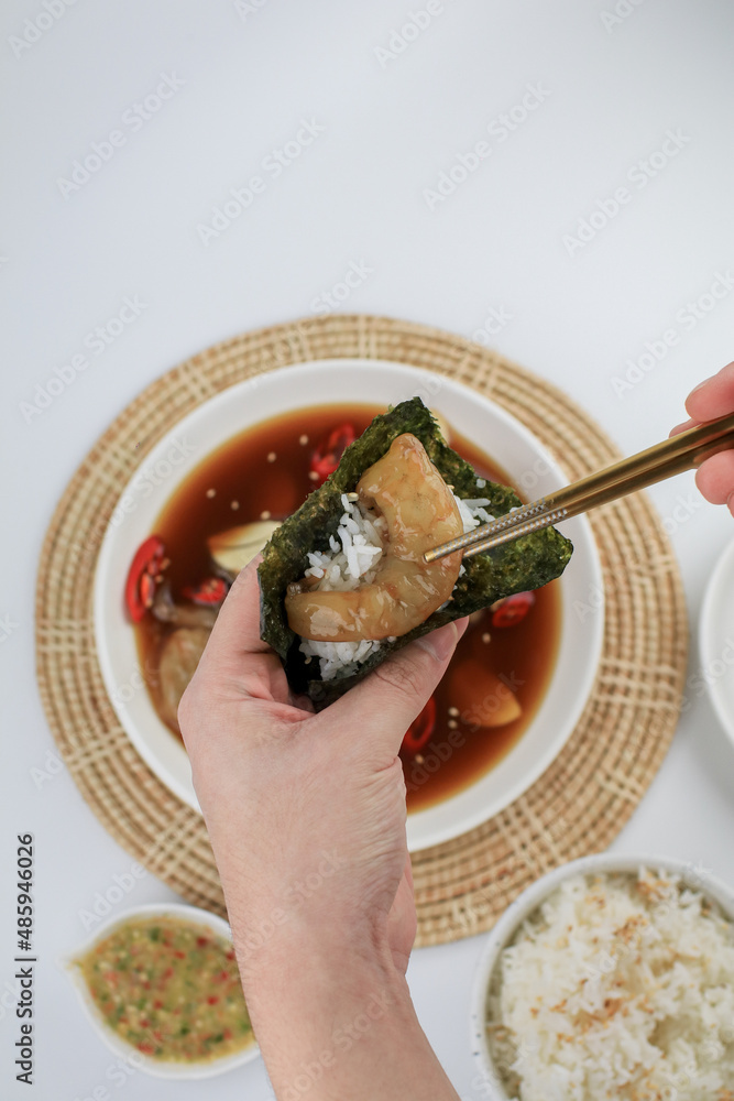 Pickled shrimp Korean Soy Sauce Marinated Korean Food Style Served