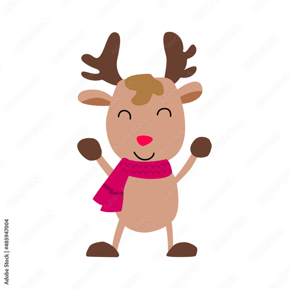 Fototapeta premium clip art of reindeerin xmas costume with cartoon design,vector illustration