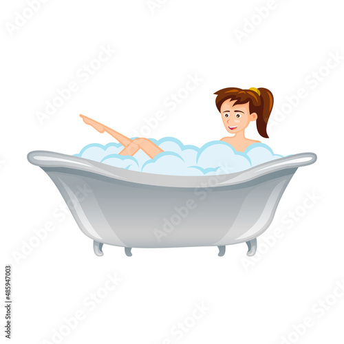 clip art of woman take a bath costume with cartoon design,vector illustration
