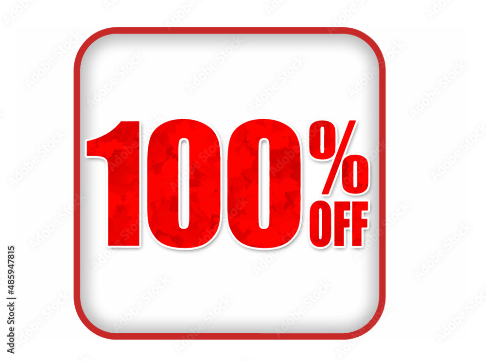 100%Off, image representing 100% off with the white background 100%Off, image representing 100% off with the white background