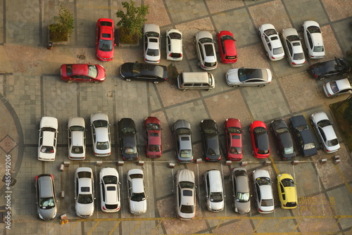 Cars overlooking the outdoor parking lot