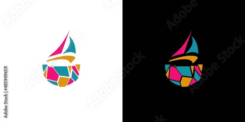 Unique and attractive stone boat logo design