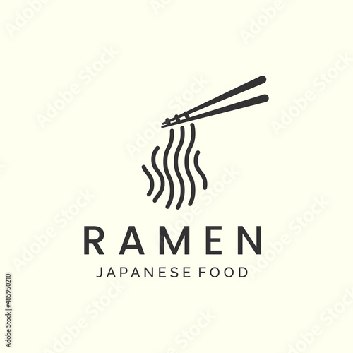 ramen japanese minimalist line art logo icon template vector illustration design