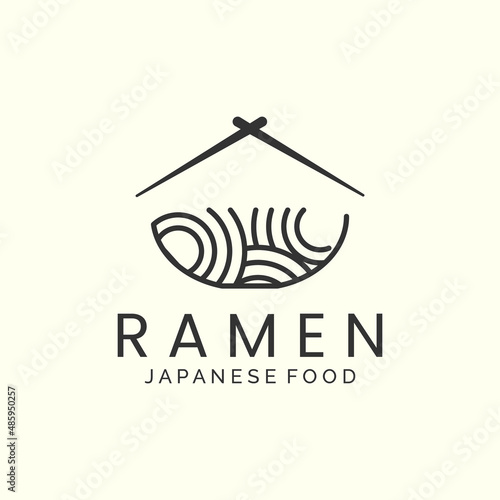 noodle japanese minimalist line art logo icon template vector design
