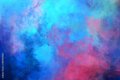 Blue and purple background abstract colored smoke texture , colorful clouds painting with paint stains and grimy pattern on canvas