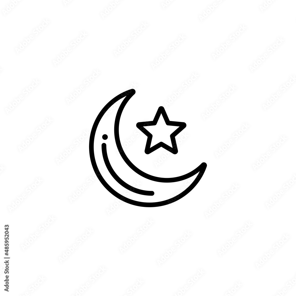 Islamic crescent star simple flat icon vector. Crescent moon icon. Islamic icon Islamic crescent star simple flat icon vector. Crescent moon icon. Islamic icon