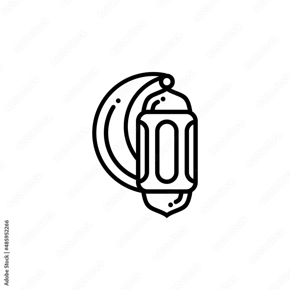 Fototapeta premium Islamic lantern outline icon vector illustration. Lantern icon vector