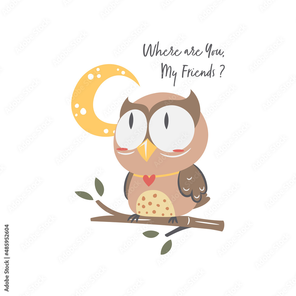 Vetor de Cute Owl Illustration clipart in cartoon style do Stock ...