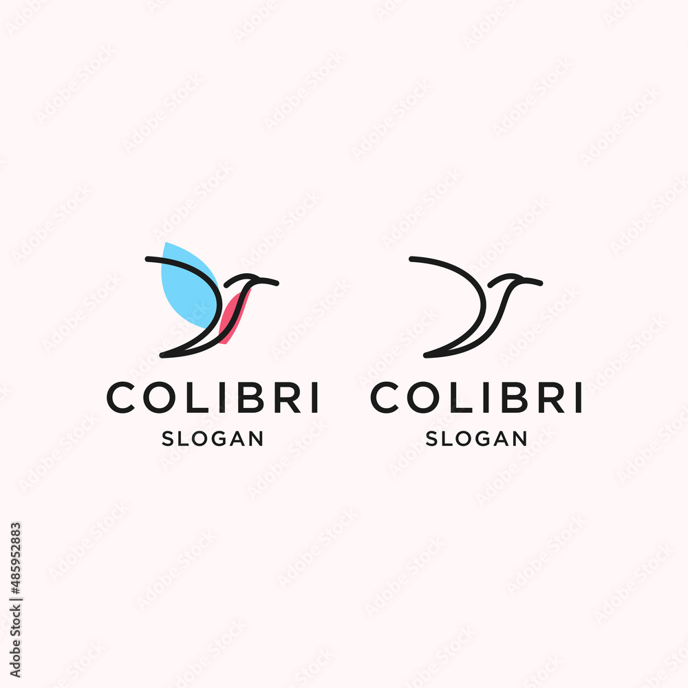 hummingbird colibri bird logo icon line abstract outline monoline vector illustration