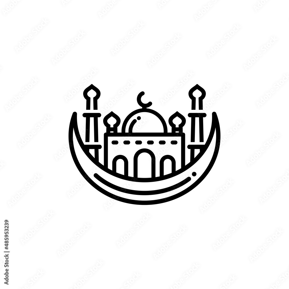 Ramadan outline icon vector illustration. Ramadan icon. Mosque icon