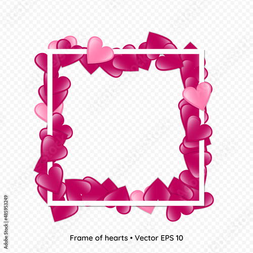 Frame of hearts with blank space, vector illustration. St. Valentine's day and love background
