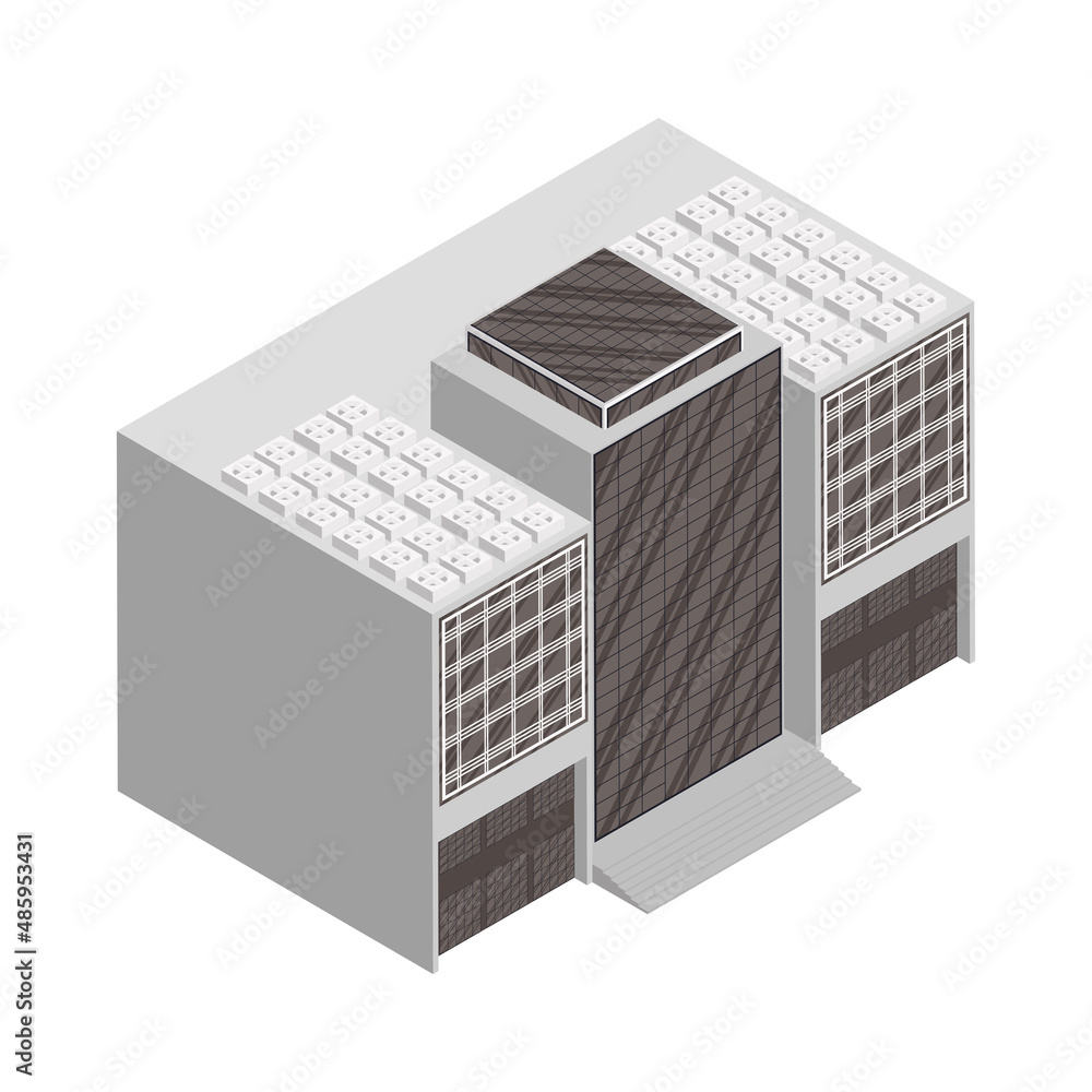 gray isometric building gray isometric building