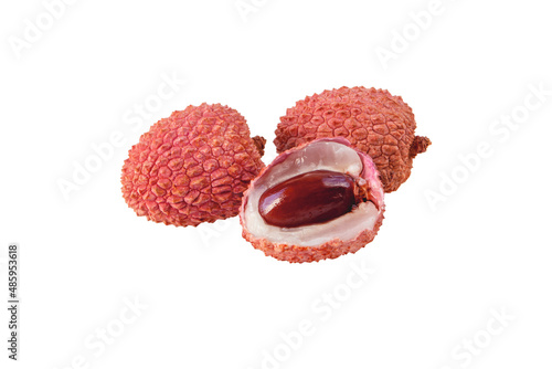 Lychee fruits group isolated on white