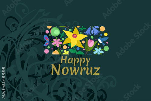 Happy Persian New Year (Nowruz) vector illustration. Suitable for greeting card, poster and banner.  photo
