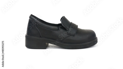 Classic black shoes for women, usually worn in classic filmmaking. This footwear is made of leather and the high sole is typical of women's shoes 