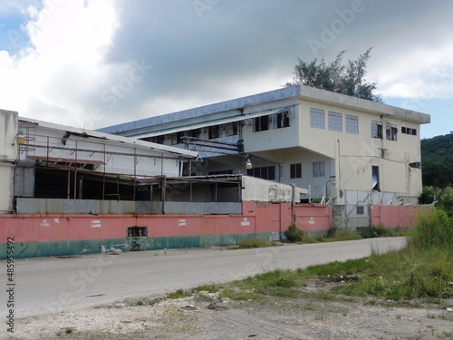 An abandoned building which used to be a garment factory in Saipan, CNMI