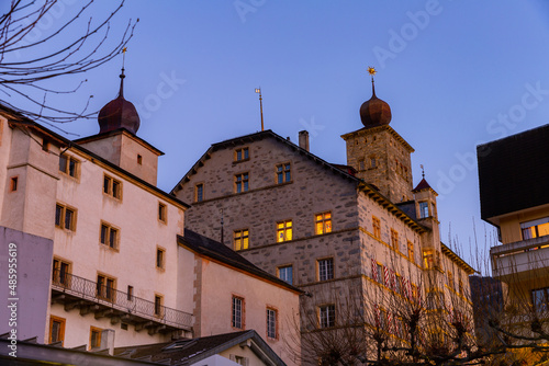 Photo of Stockalper Palace in evening Fototapet
