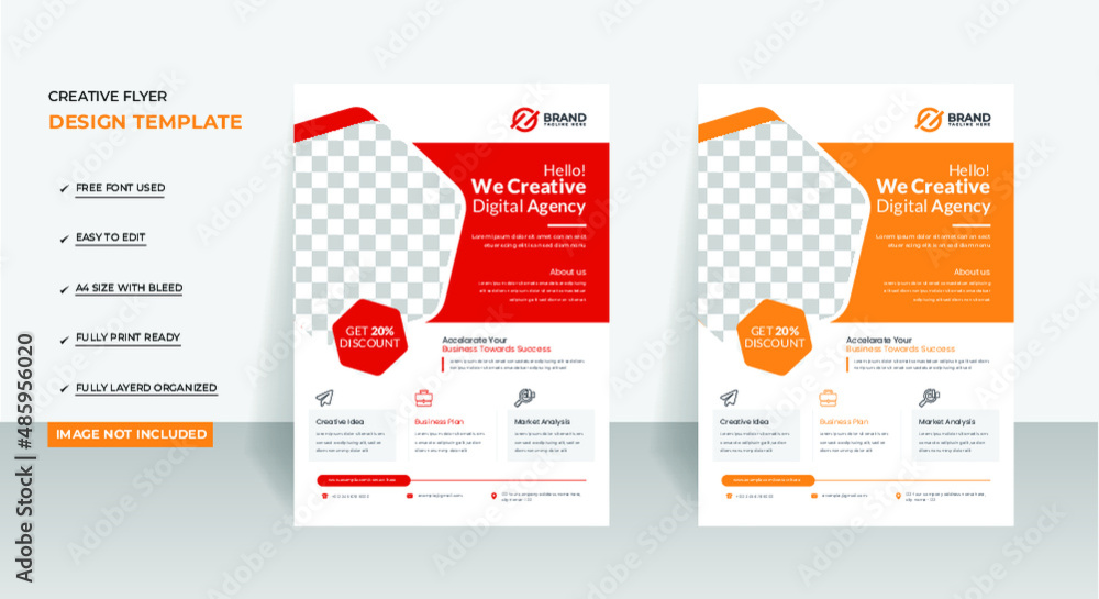 Creative digital agency flyer design template Premium Vector
