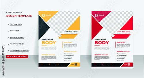 Body fitness professional flyer design template Premium Vector 