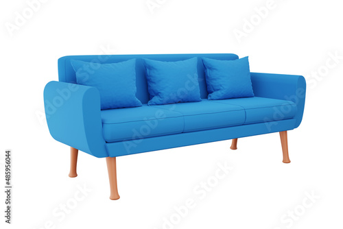 blue sofa Modern style sofa in the living room rendering 3d illustration with clipping path © WIROT