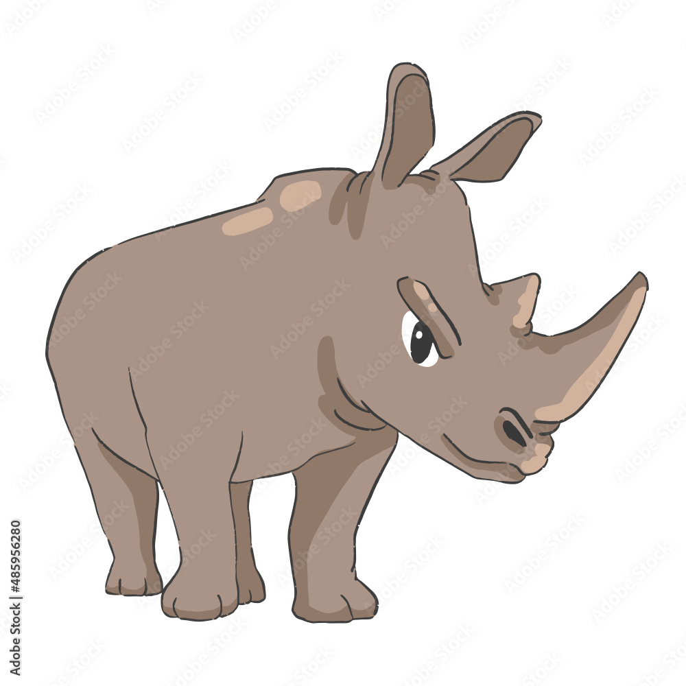 Hand drawn rhinoceros cartoon illustration Animal.