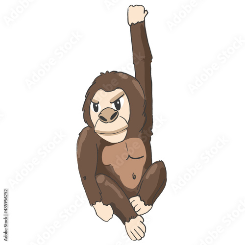 Hand drawn gibbon cartoon illustration Animal.