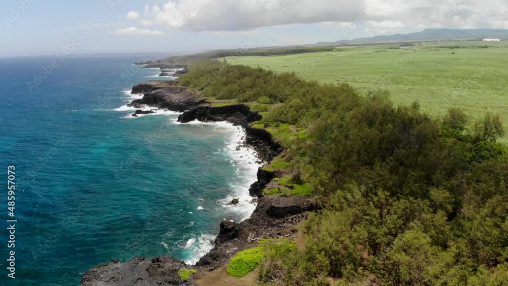 Aerial view on the Mauritius rocky coast Aerial view on the Mauritius rocky coast