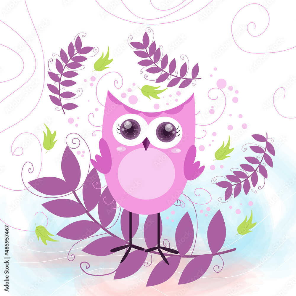 Background with cute owl vector illustration Background with cute owl vector illustration
