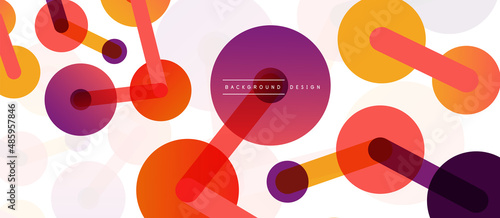 Abstract background. Round dots connected by lines. Trendy techno business template for wallpaper, banner, background or landing