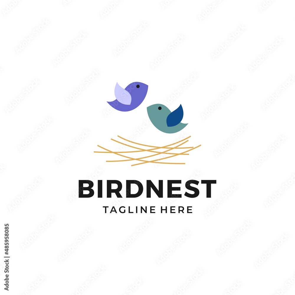 Bird nest logo design vector illustration