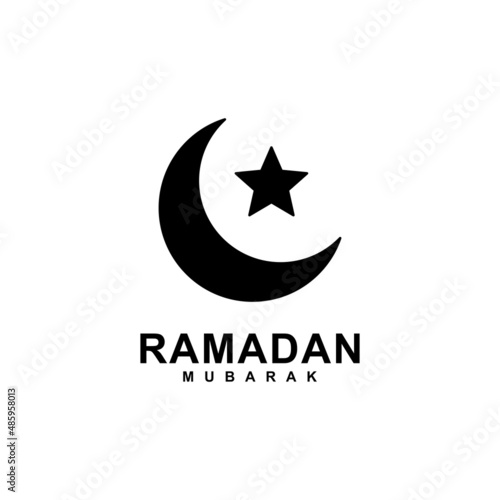 Islamic crescent star simple flat logo vector. Crescent moon logo. Islamic logo. Ramadan logo