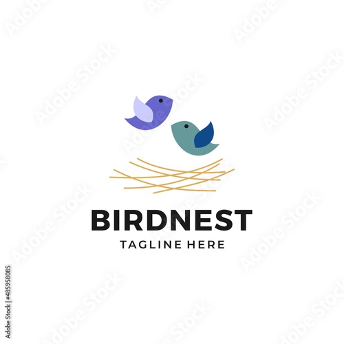 Bird nest logo design vector illustration