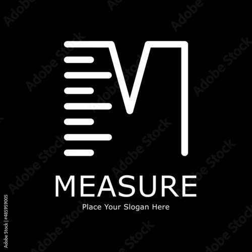 Letter M with ruler vector logo design. Suitable for education, banner, poster, print, pattern, and initial.