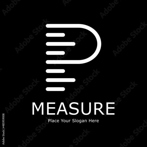 Letter P with ruler vector logo design. Suitable for education, banner, poster, print, pattern, and initial.