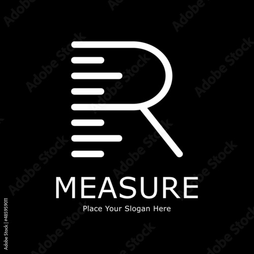 Fényképezés Letter R with ruler vector logo design