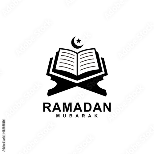 Ramadan logo. Al quran simple flat icon vector illustration	
